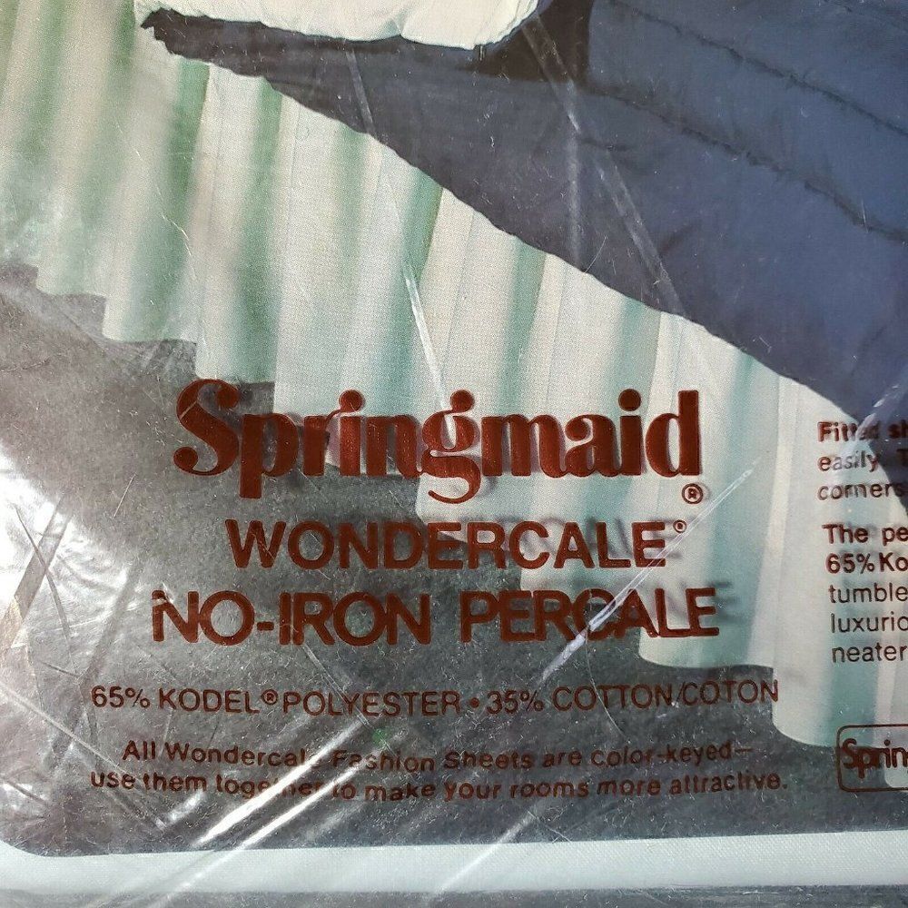 ‎2 Vtg Springmaid Double Full Flat Sheets Lt Blue - Picture 5 of 9